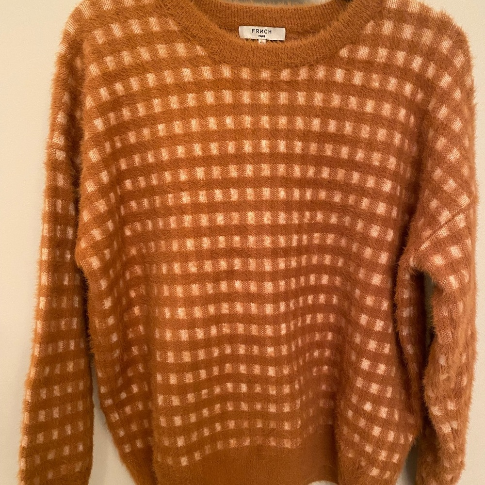 FRNCH brown and ivory houndstooth sweater